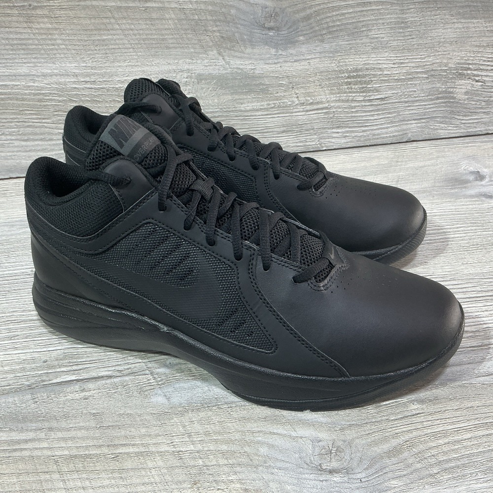 Nike The Overplay VIII Men's OG Size 11 All Black Leather Shoes 652903-001 RARE